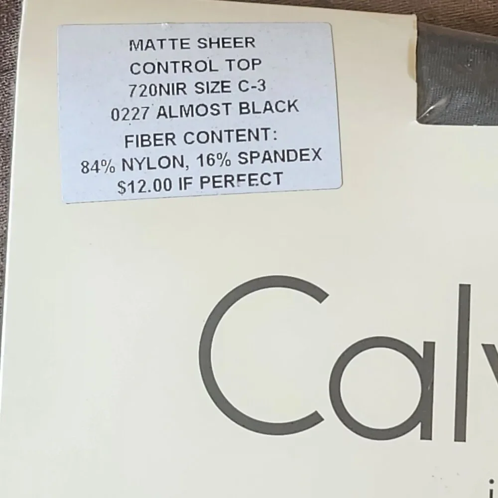 Vtg Calvin Klein Irregulars Almost Black Pantyhose Matte Sheer Control Top Sz C3